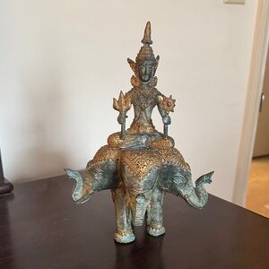 Majestic Gold and Green Elephant Sculpture